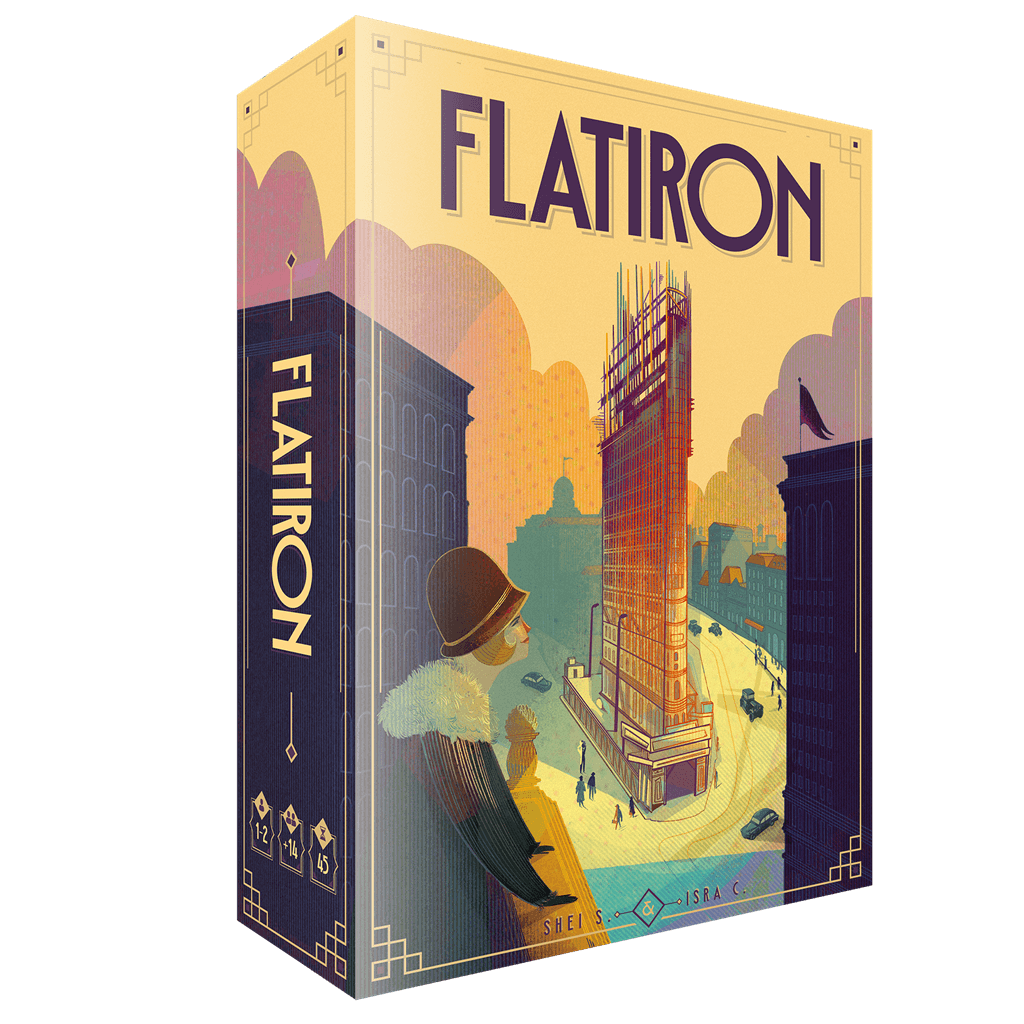Flatiron, juego de mesa para dos jugadores estratégico ambientado en la construcción del emblemático edificio de Nueva York.